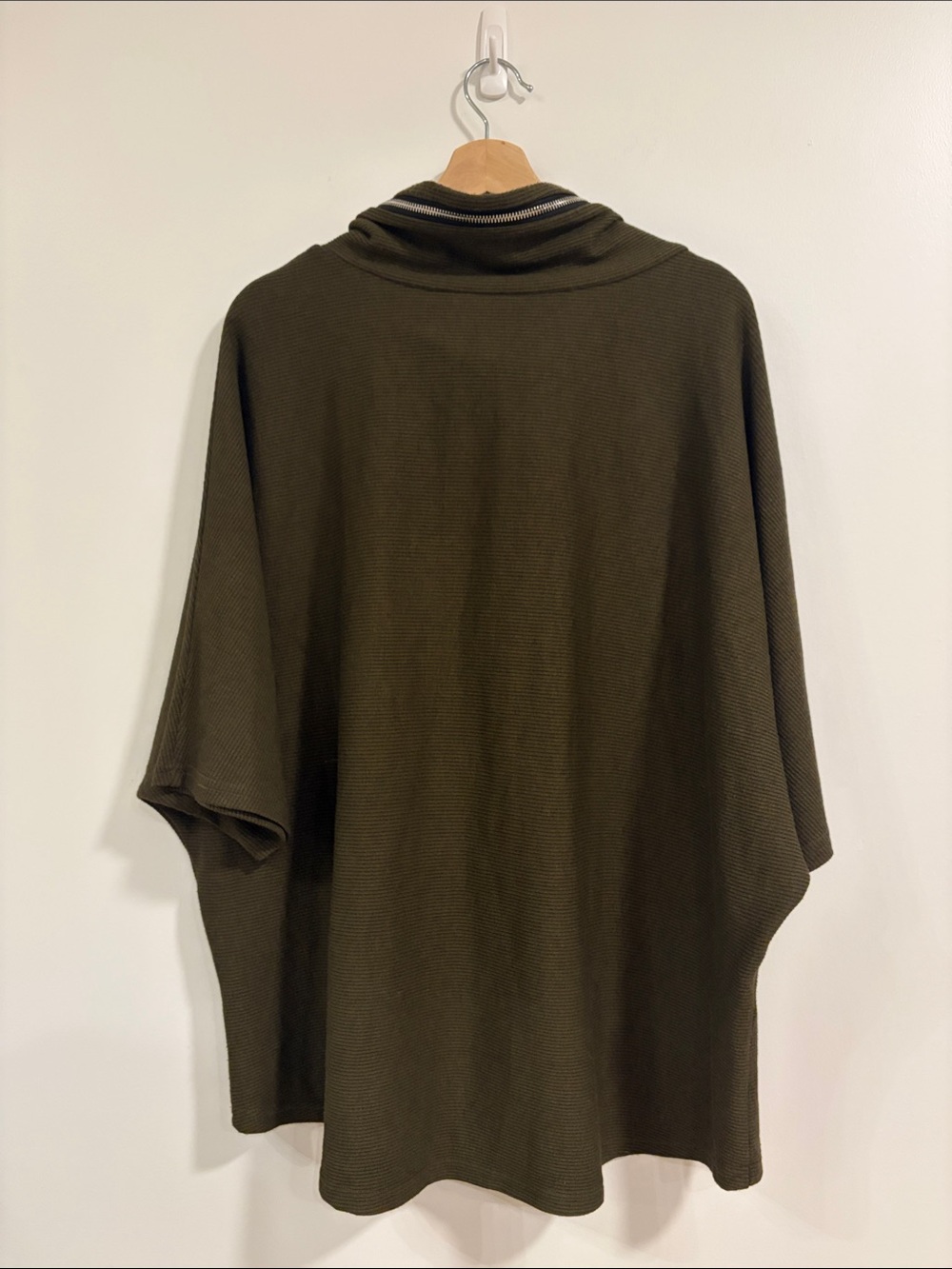 Joseph Ribkoff Olive Green Zip Cowl Neck Short-Sleeve Top - Picture 6 of 8